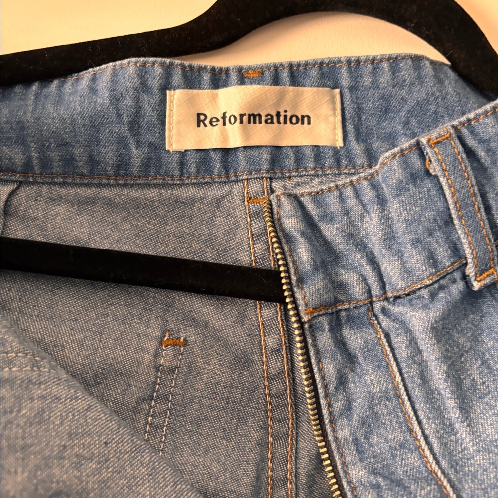 Reformation Light Blue Denim Skirt